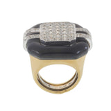 Vintage Signed David Webb Onyx and Diamond Cocktail Ring
