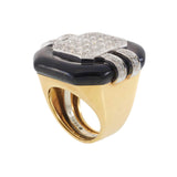 Vintage Signed David Webb Onyx and Diamond Cocktail Ring