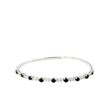 14KT White Gold Round Cut Diamond And Sapphire Bangle
