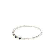 14KT White Gold Round Cut Diamond And Sapphire Bangle