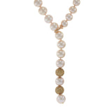 Pink Pearl and Champagne Diamond Lariat Necklace on 18KT Rose Gold