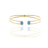 18KT Yellow Gold Turquoise And Diamond Bangle Bracelet