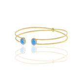 18KT Yellow Gold Turquoise And Diamond Bangle Bracelet