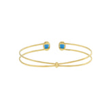 18KT Yellow Gold Turquoise And Diamond Bangle Bracelet