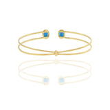 18KT Yellow Gold Turquoise And Diamond Bangle Bracelet