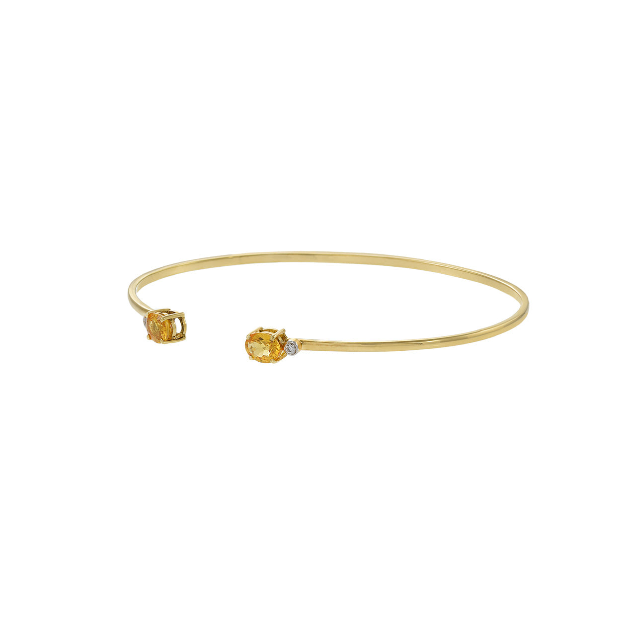 18KT Yellow Gold Yellow Sapphire And Diamond Bangle Bracelet