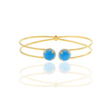 18KT Yellow Gold Turquoise And Diamond Bangle Bracelet