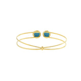 18KT Yellow Gold Turquoise And Diamond Bangle Bracelet