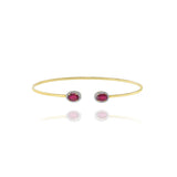 18KT Yellow Gold Flex Diamond And Ruby Bangle Bracelet