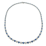 18KT White Gold Sapphire and Diamond Tennis Necklace