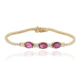14KT Yellow Gold Oval Ruby and Diamond Bracelet