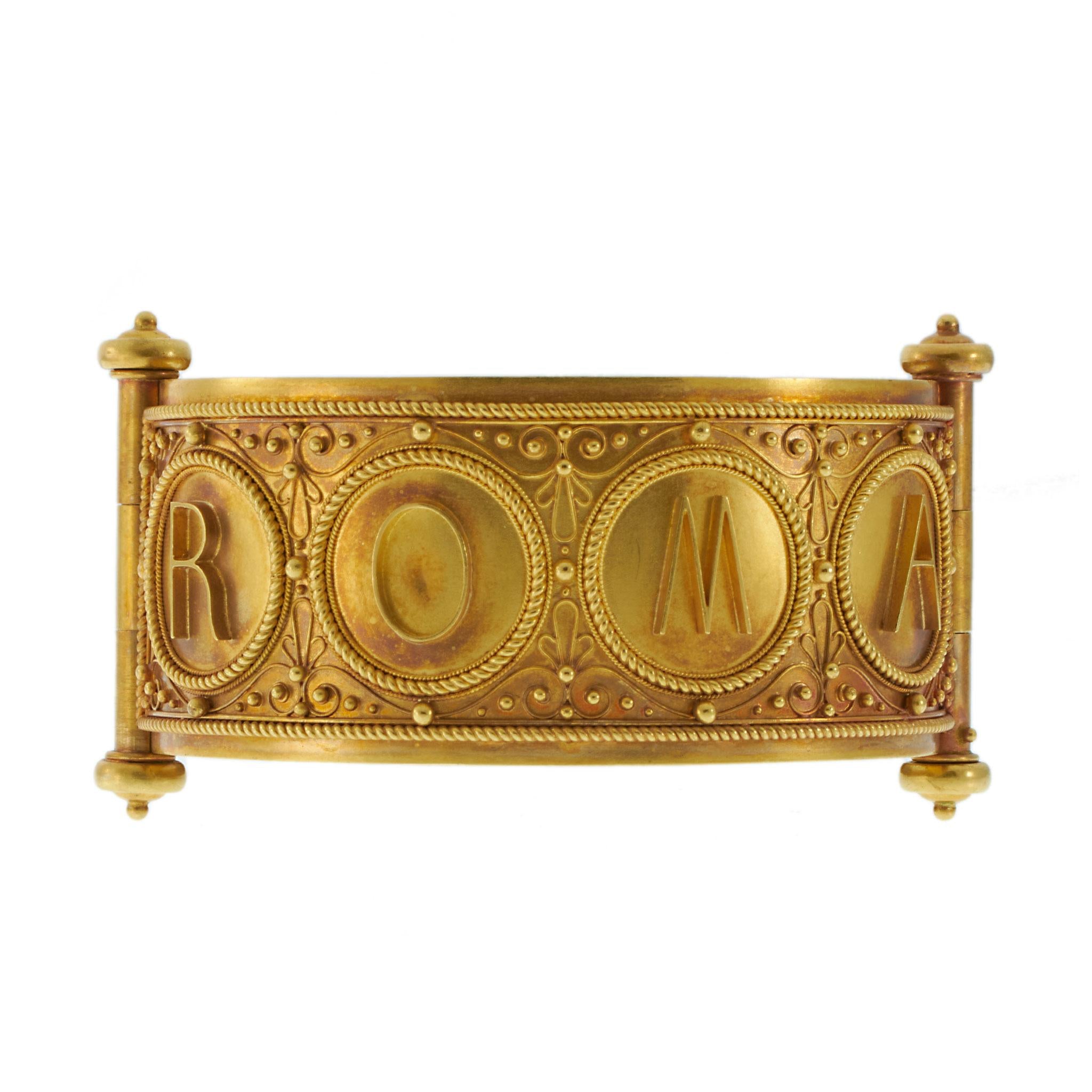 Antique Victorian Micromosaic Bracelet by Cesare Roccheggiani, 18K Yellow Gold