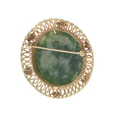 Vintage 14KT Gold Spinach Jade Carved Brooch Pendant