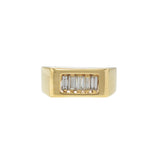 Vintage 1970s 14KT Yellow Gold Baguette Diamond Five-Stone Ring