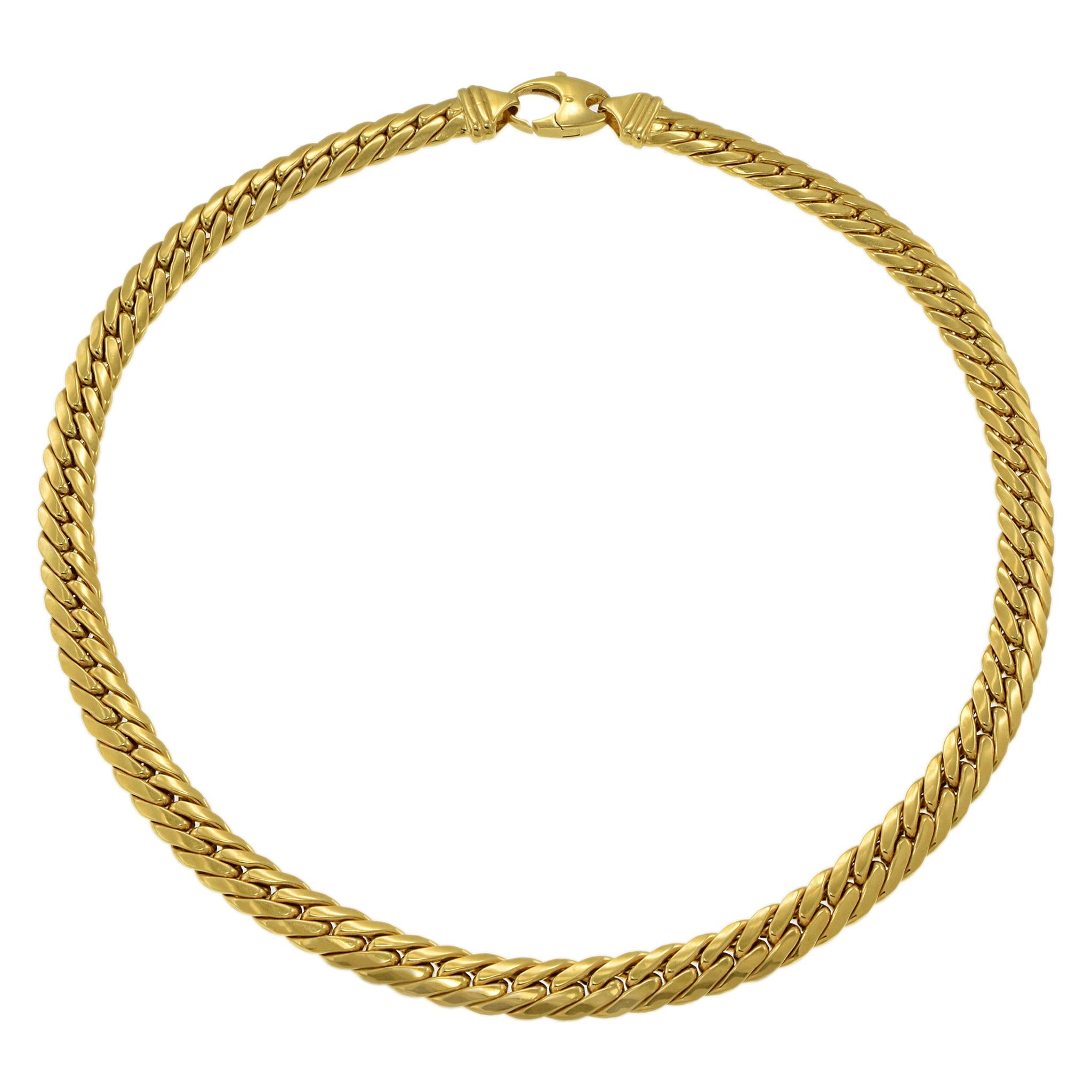 Vintage 1970's 18KT Yellow Gold Flat Curved Cuban Link 20" Chain