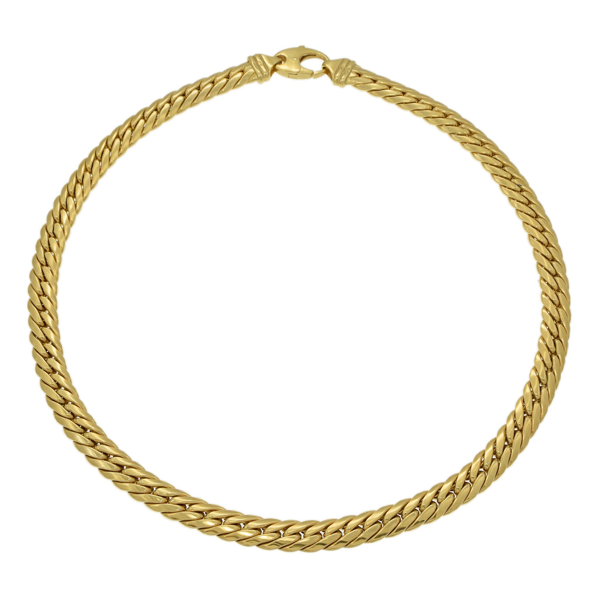 Vintage 1970's 18KT Yellow Gold Flat Curved Cuban Link 20" Chain
