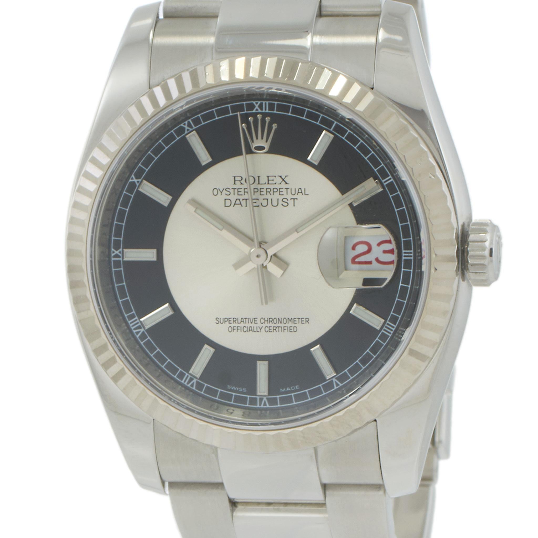 Rolex Datejust 36mm 116234 Tuxedo Index Dial Watch, Papers