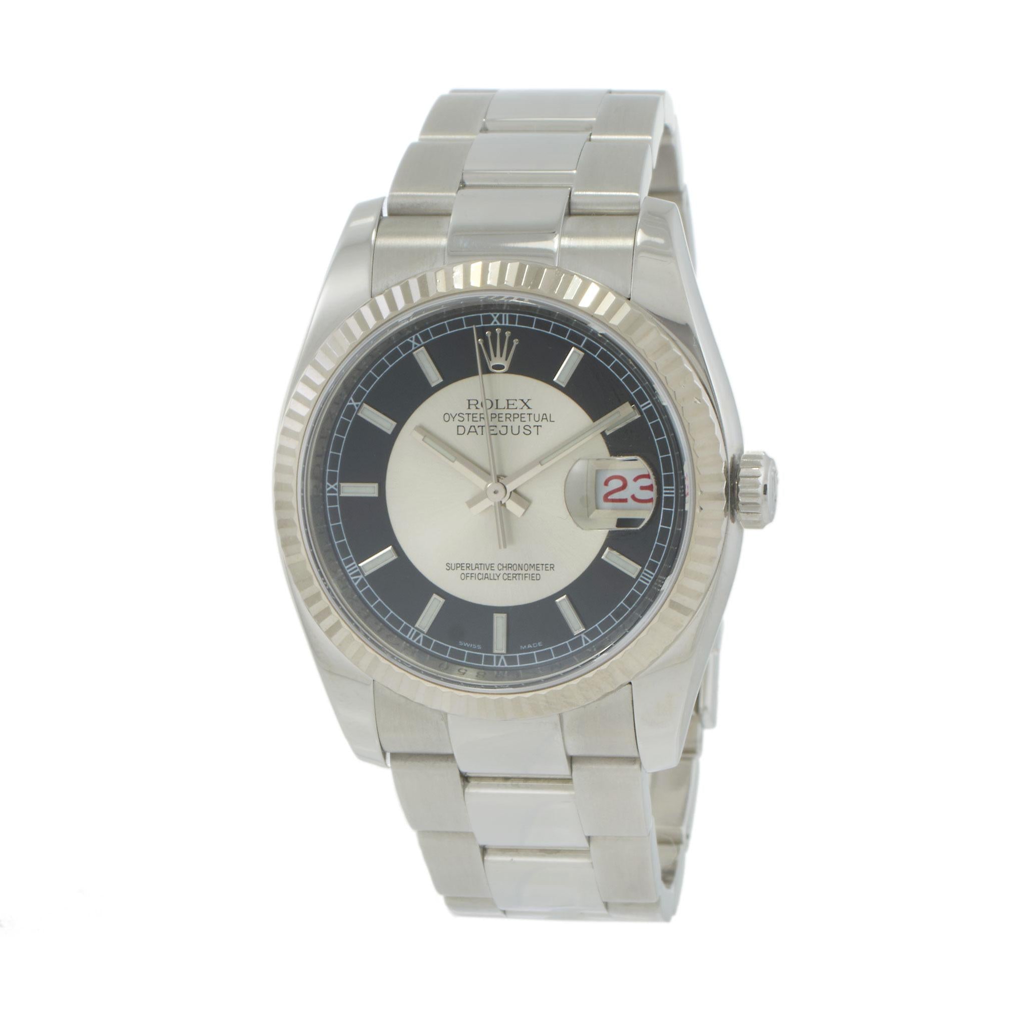 Rolex Datejust 36mm 116234 Tuxedo Index Dial Watch, Papers