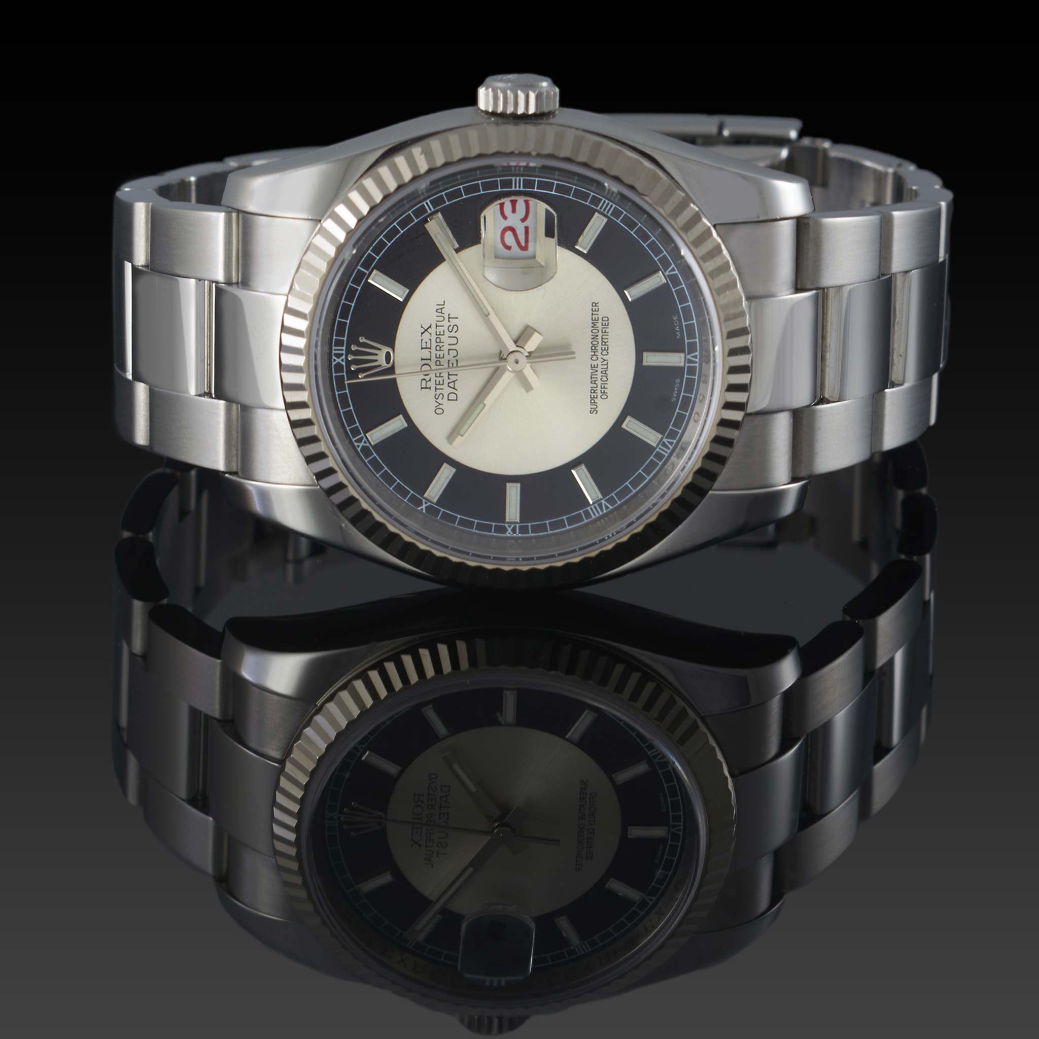 Rolex Datejust 36mm 116234 Tuxedo Index Dial Watch, Papers