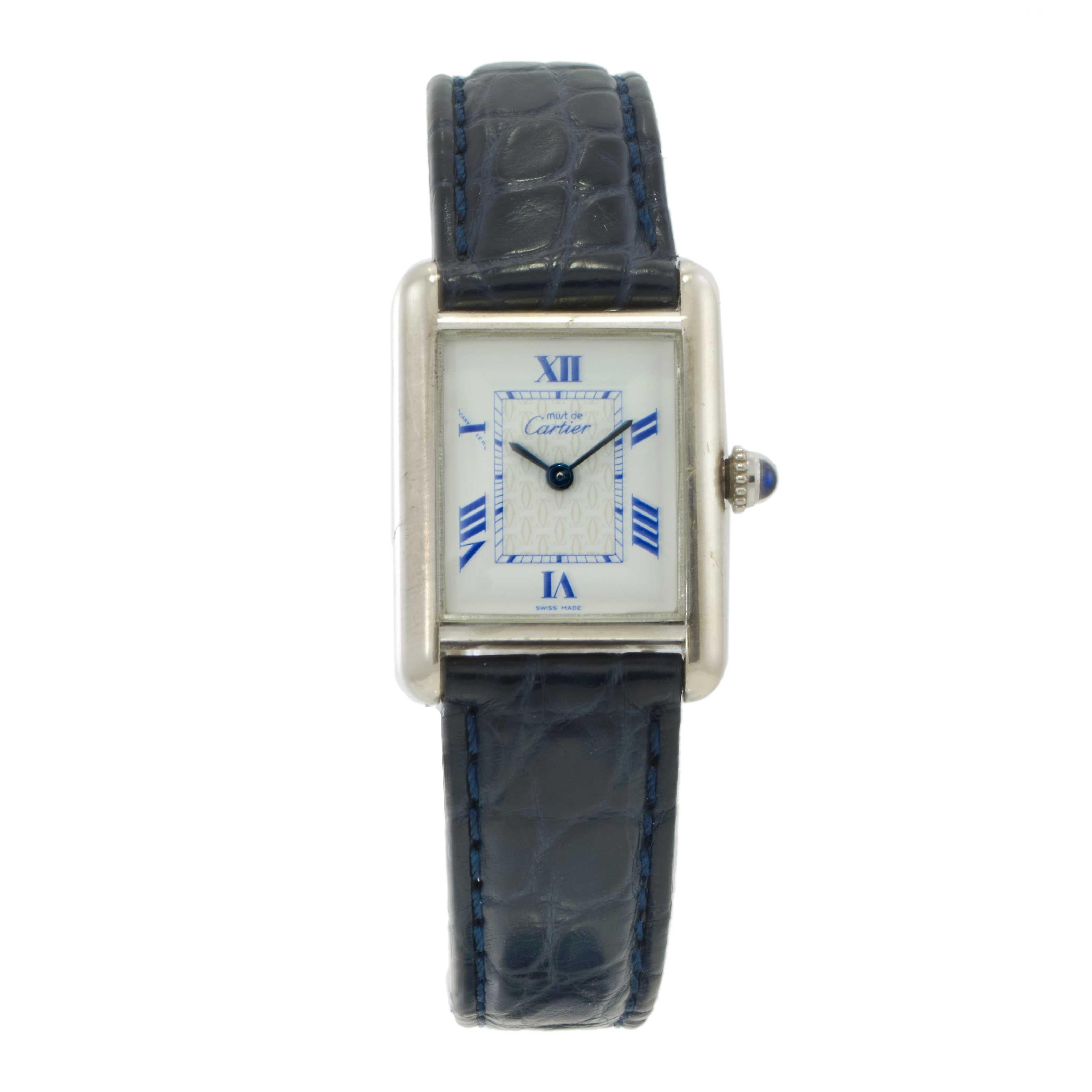 Vintage 1980s Must de Cartier Sterling Silver Tank Watch