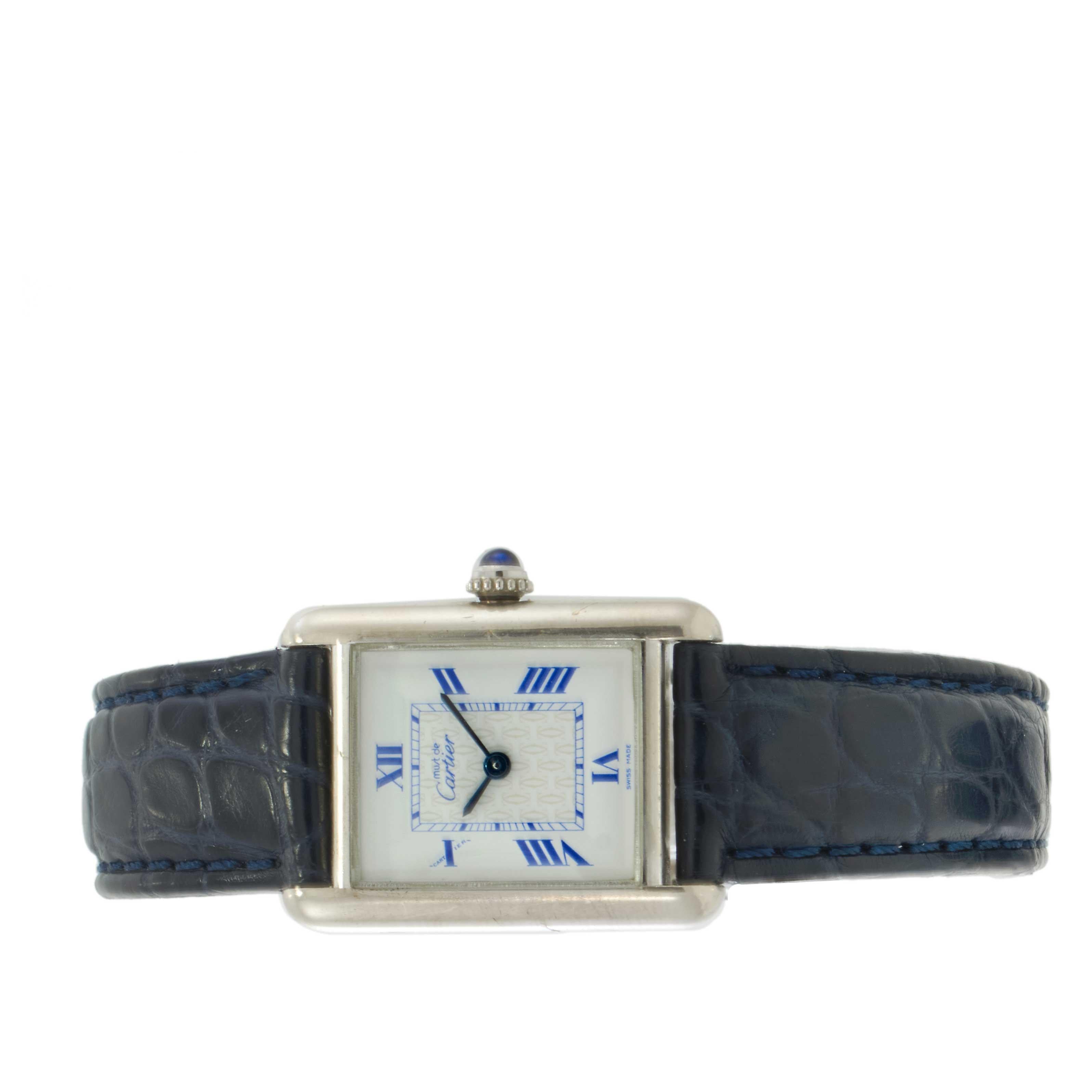 Vintage 1980s Must de Cartier Sterling Silver Tank Watch