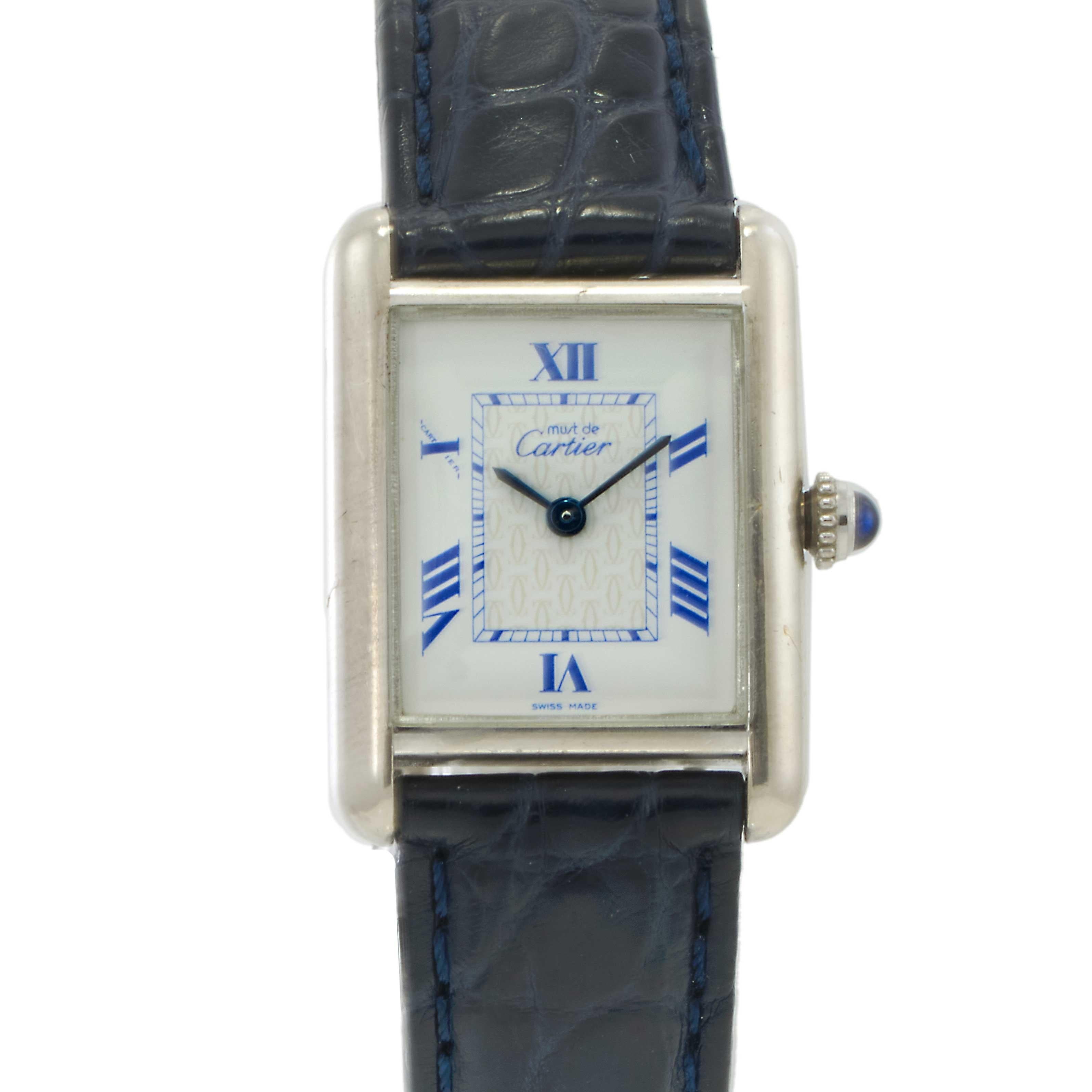 Vintage 1980s Must de Cartier Sterling Silver Tank Watch