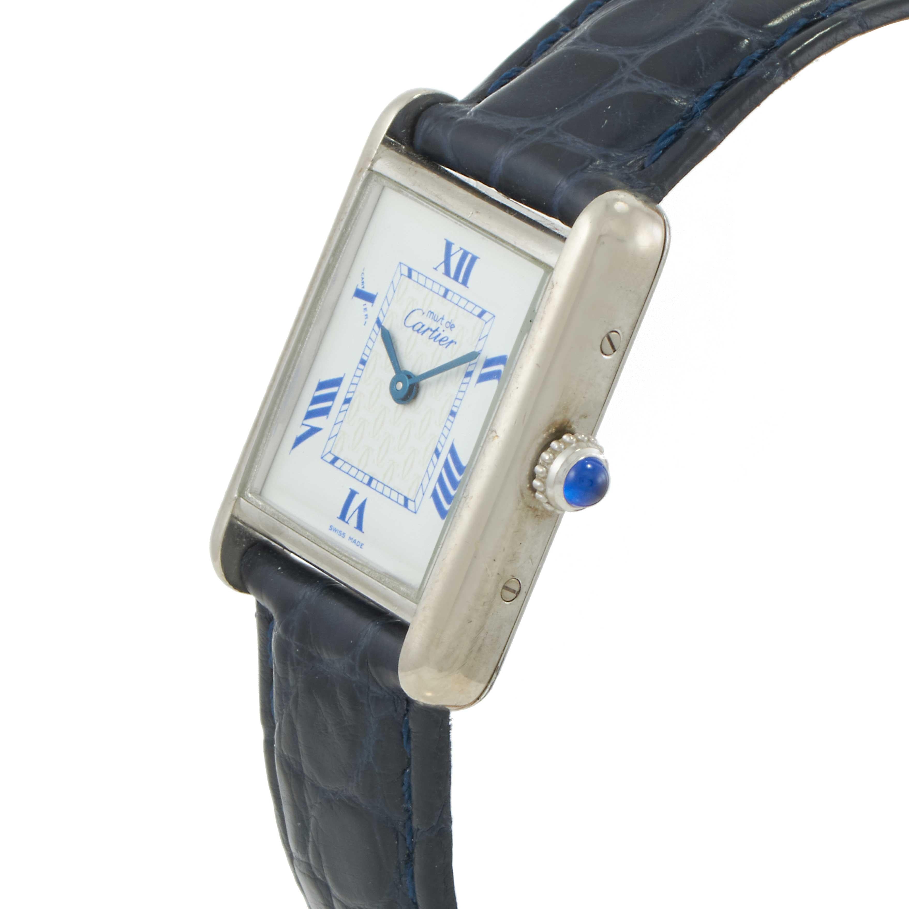 Vintage 1980s Must de Cartier Sterling Silver Tank Watch