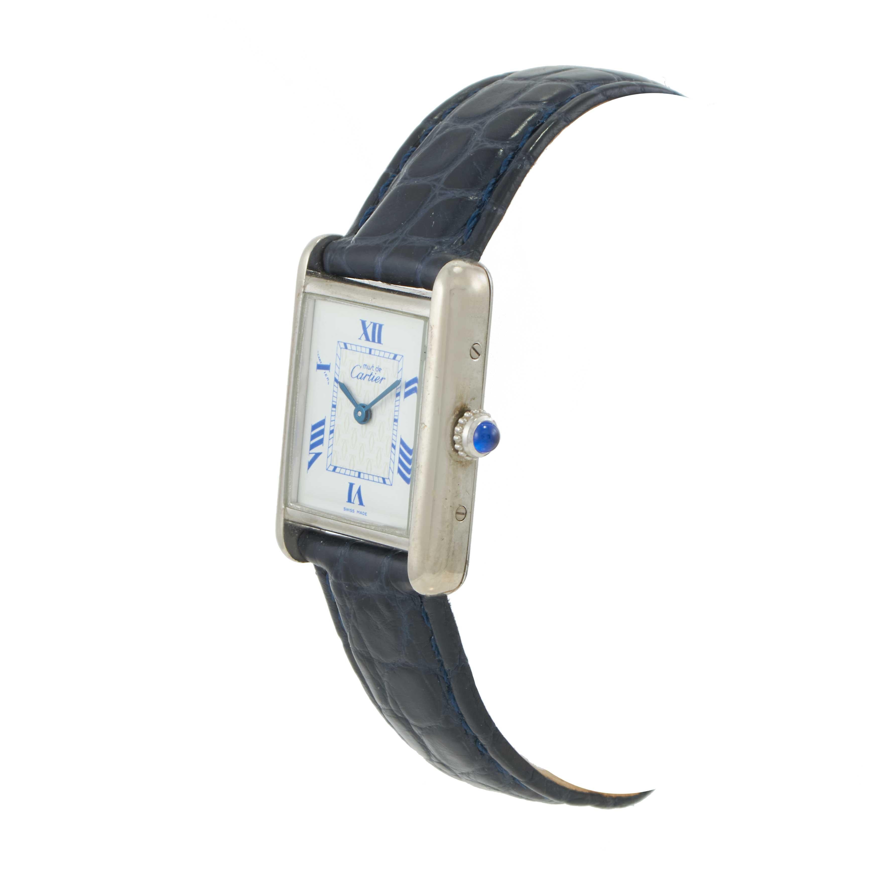 Vintage 1980s Must de Cartier Sterling Silver Tank Watch