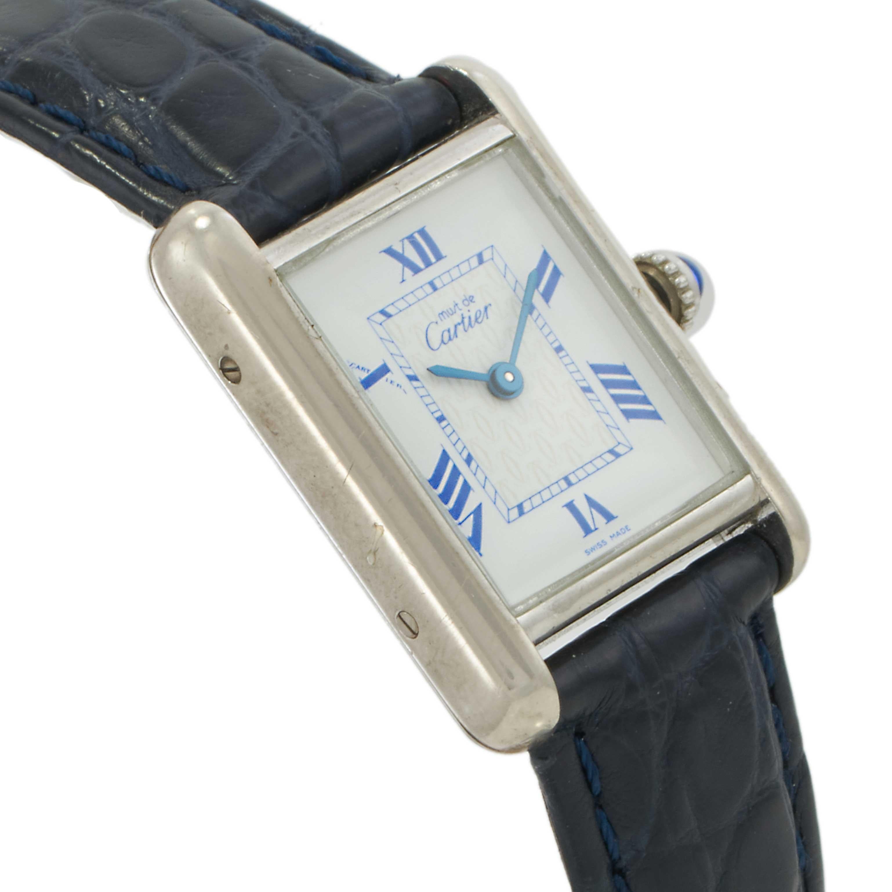 Vintage 1980s Must de Cartier Sterling Silver Tank Watch