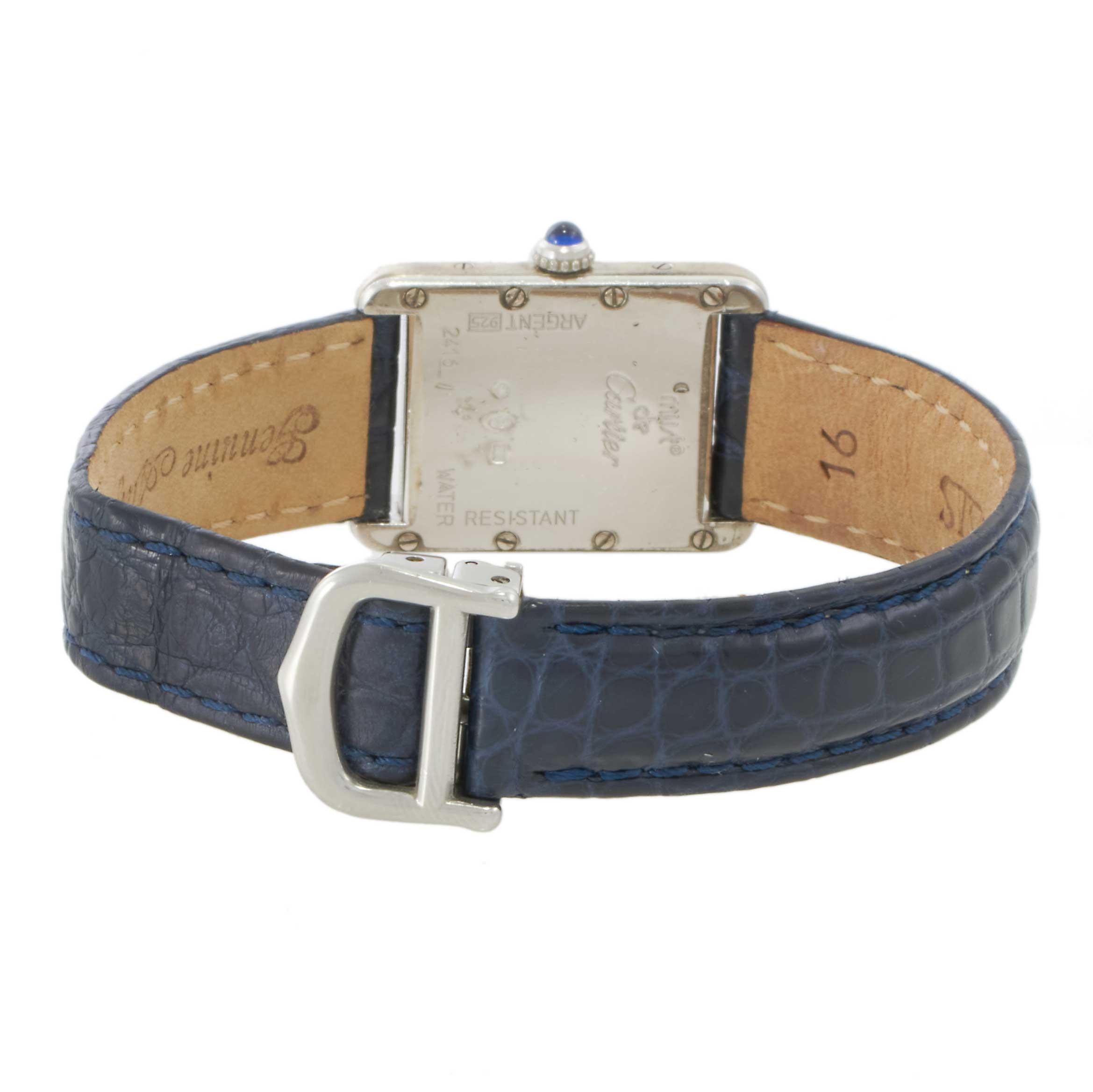 Vintage 1980s Must de Cartier Sterling Silver Tank Watch