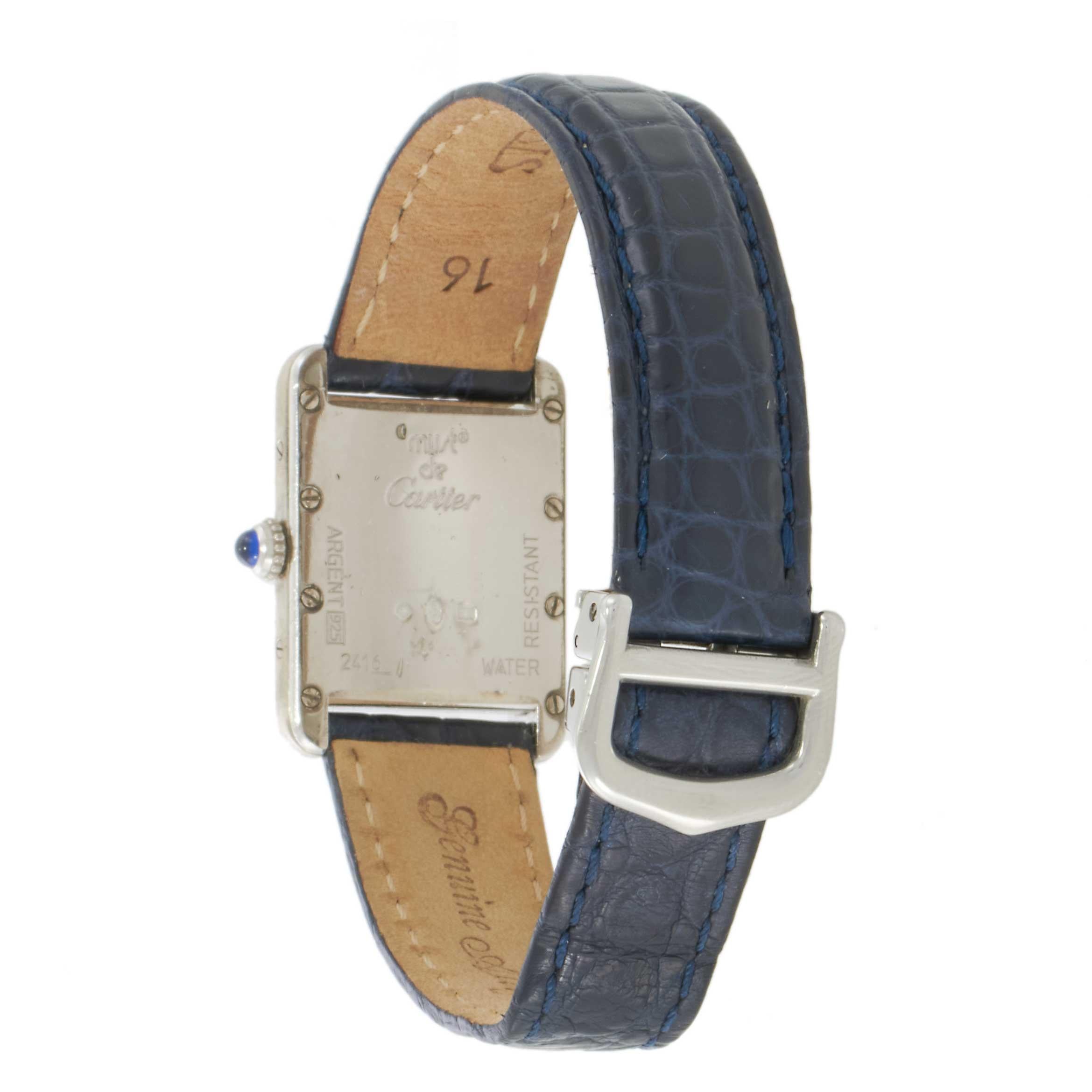 Vintage 1980s Must de Cartier Sterling Silver Tank Watch