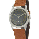 Vintage Zenith 1940s Stainless Steel Military Watch Black Dial