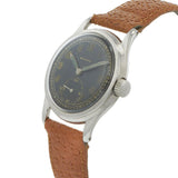 Vintage Zenith 1940s Stainless Steel Military Watch Black Dial