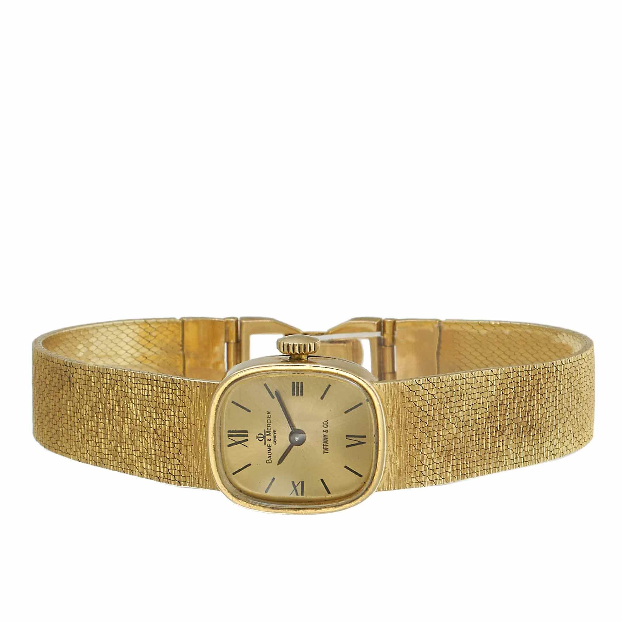 Vintage 1960s Baume & Mercier 14KT Yellow Gold Double Signed Tiffany & Co. Watch