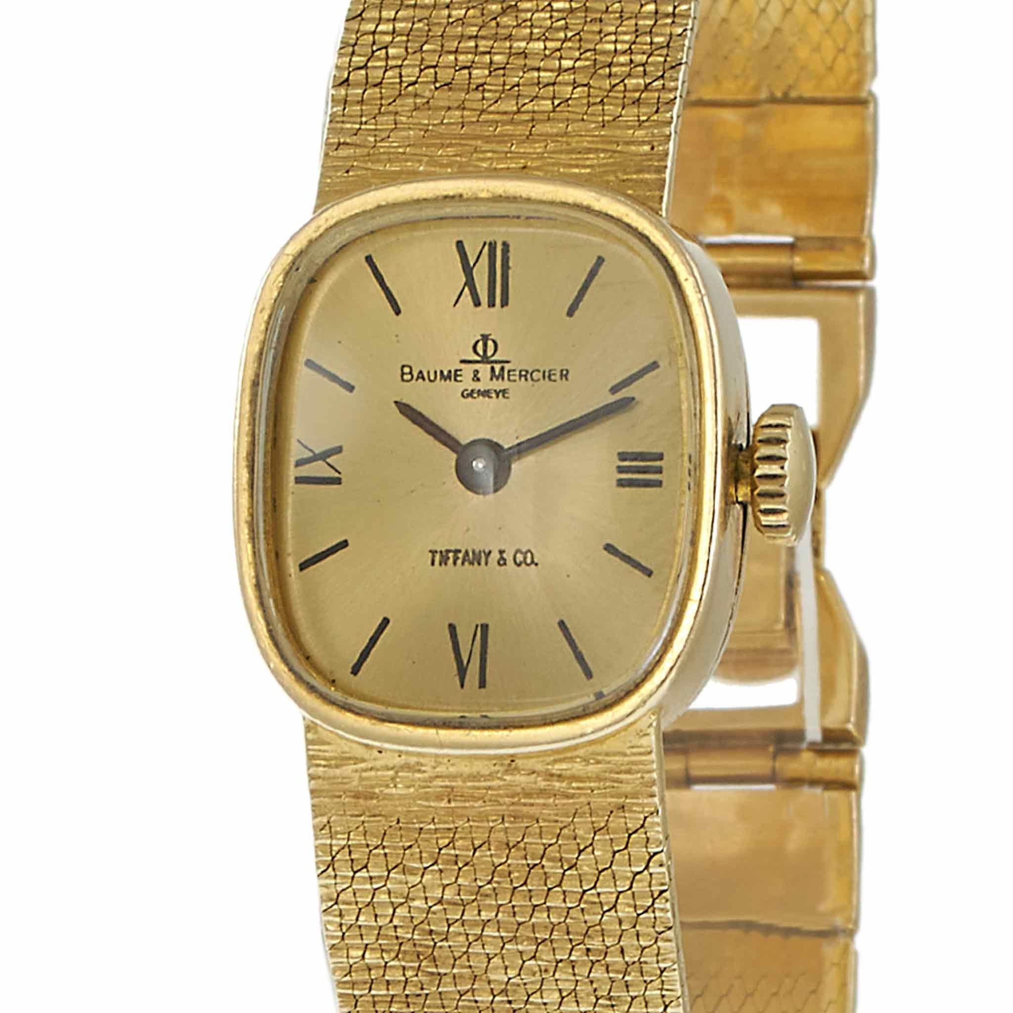 Vintage 1960s Baume & Mercier 14KT Yellow Gold Double Signed Tiffany & Co. Watch