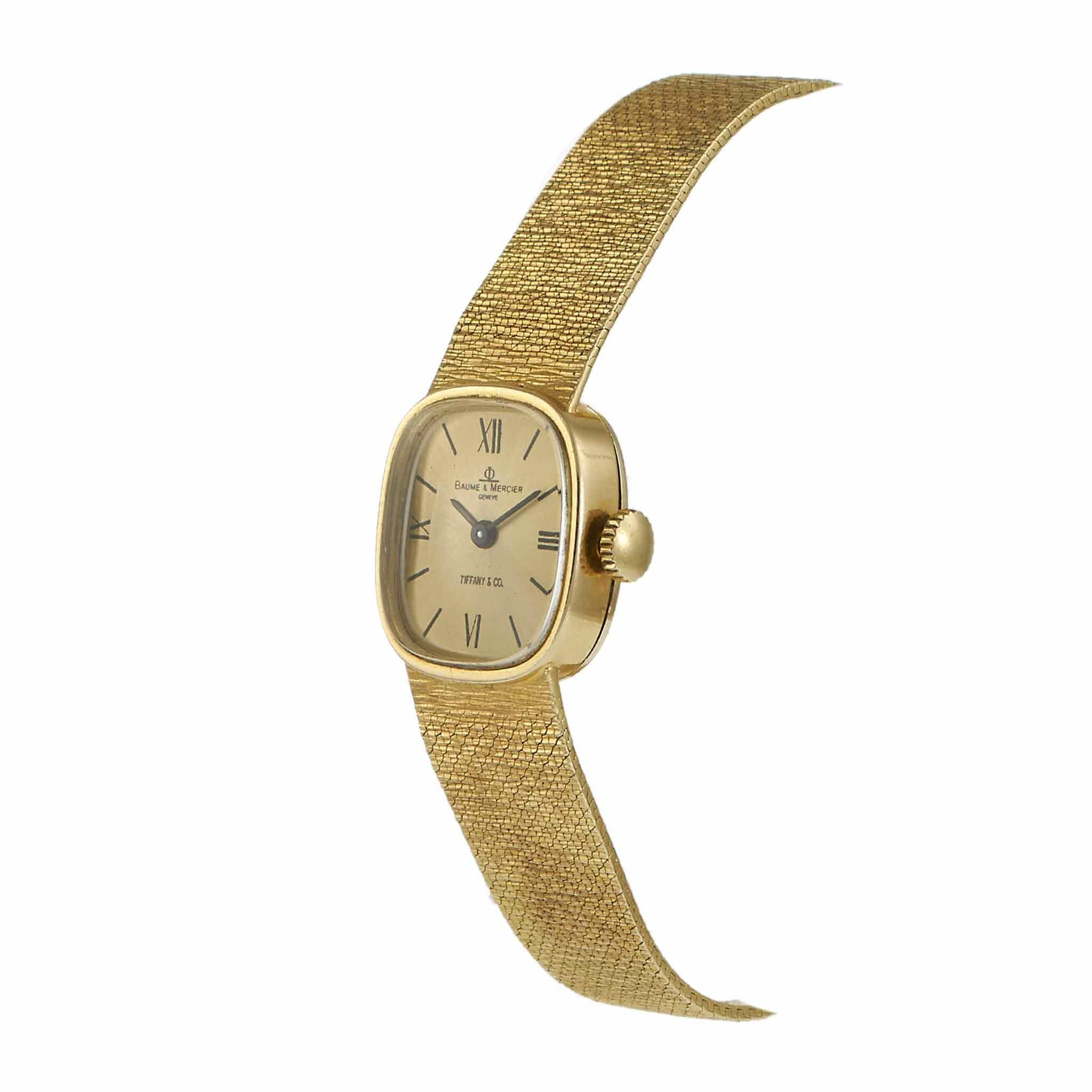 Vintage 1960s Baume & Mercier 14KT Yellow Gold Double Signed Tiffany & Co. Watch