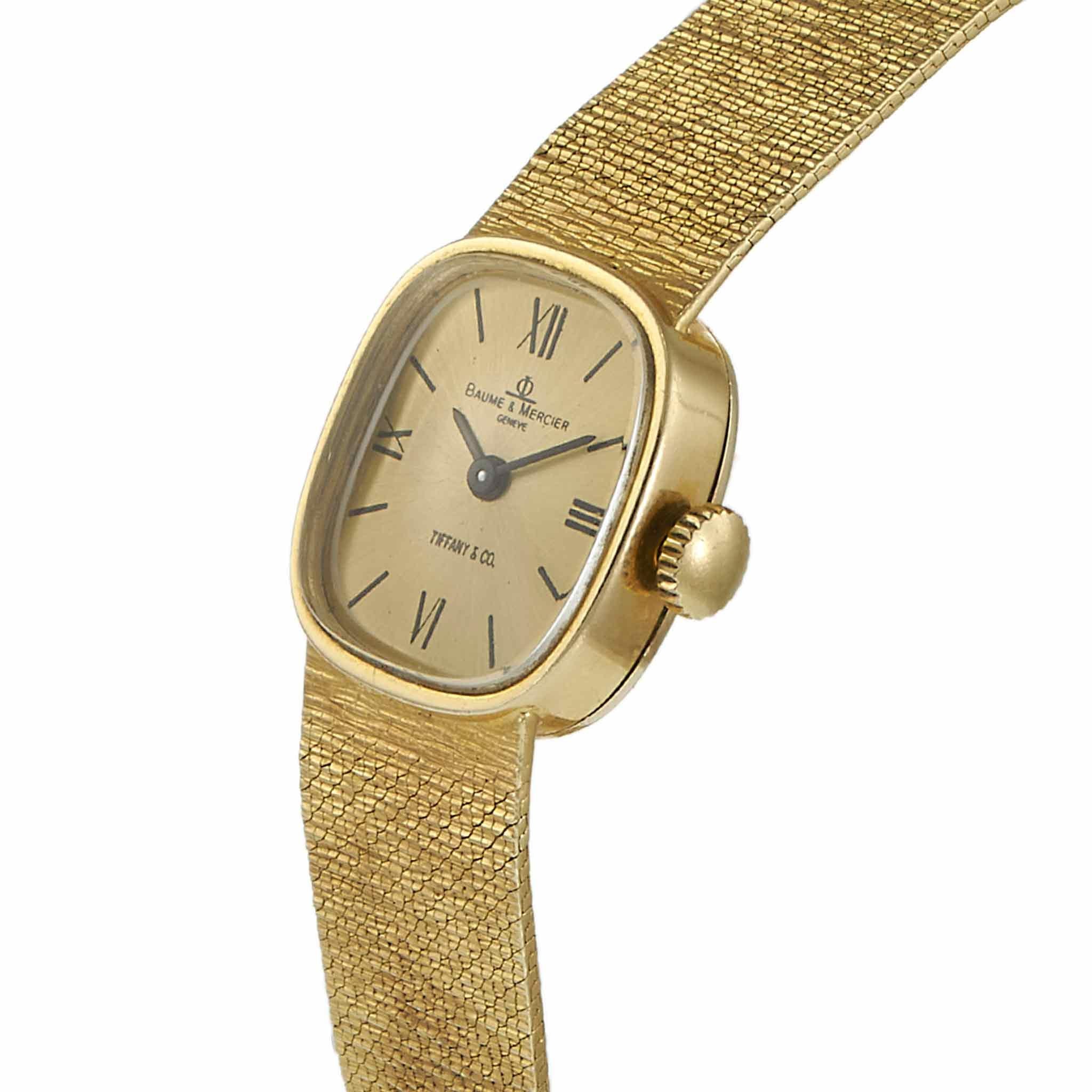 Vintage 1960s Baume & Mercier 14KT Yellow Gold Double Signed Tiffany & Co. Watch