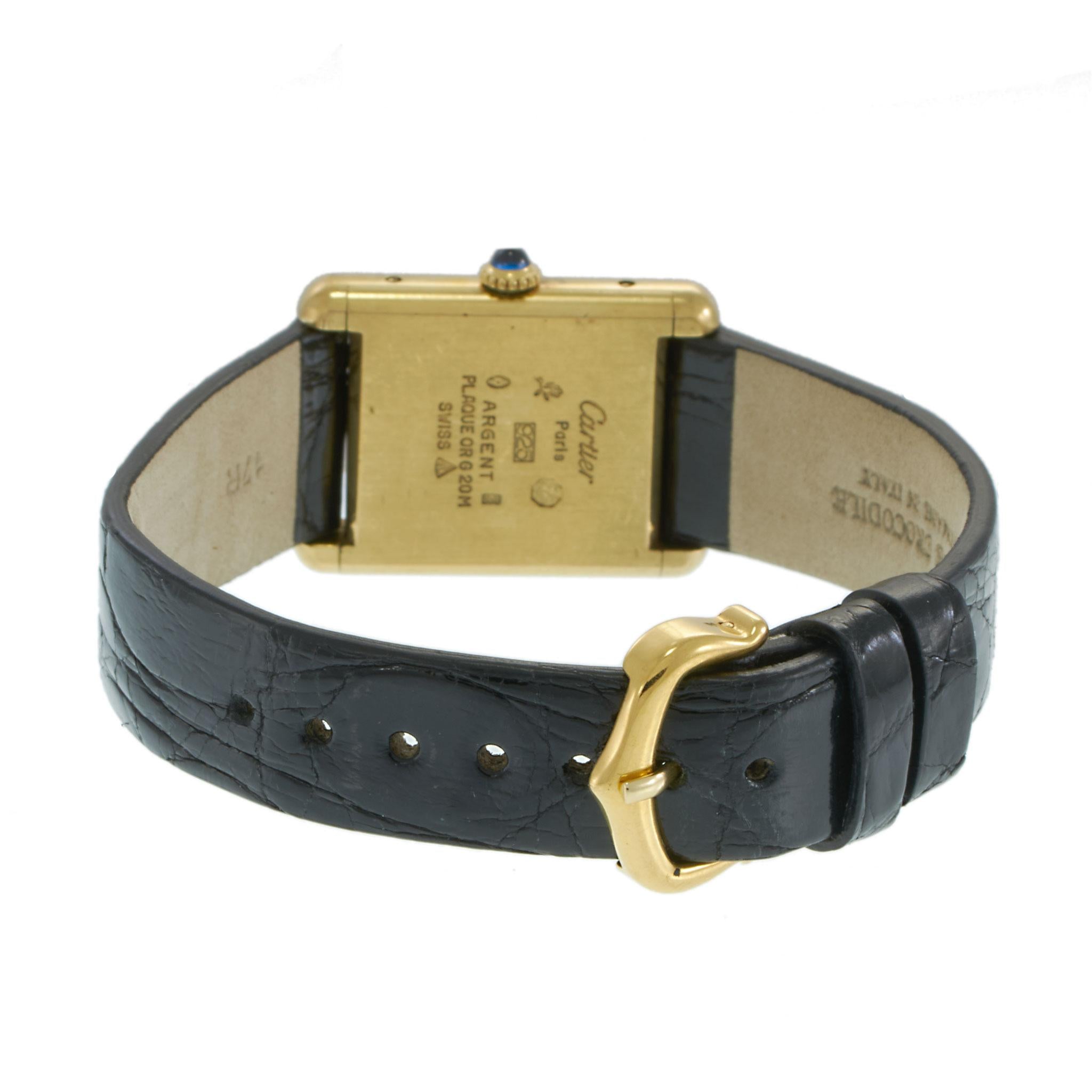 Vintage 1980's Must De Cartier Black Dial Watch