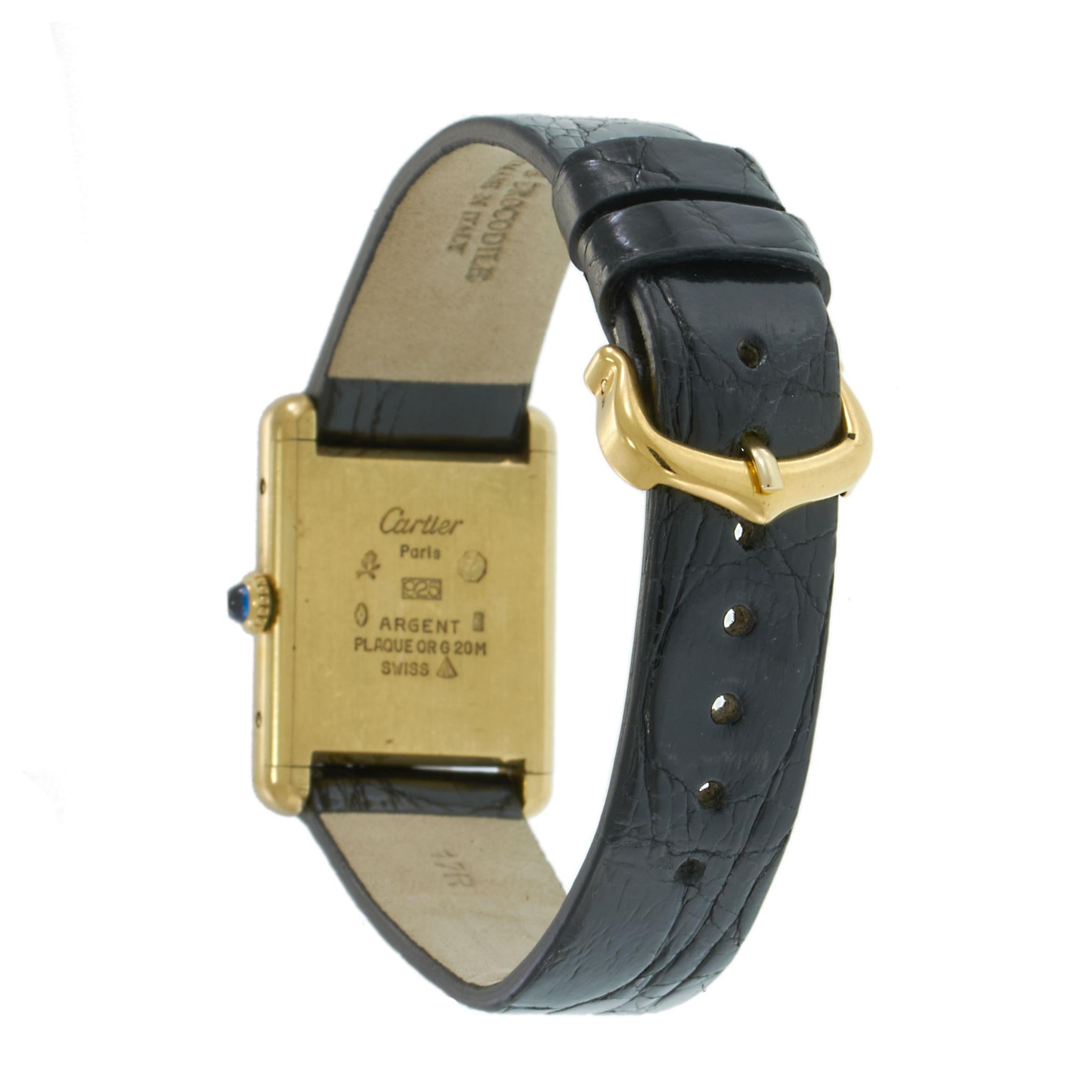 Vintage 1980's Must De Cartier Black Dial Watch