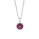 18KT White Gold Ruby And Diamond Starburst Pendant