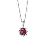 18KT White Gold Ruby And Diamond Starburst Pendant