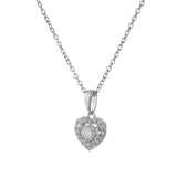 18KT White Gold Halo Heart Diamond Necklace