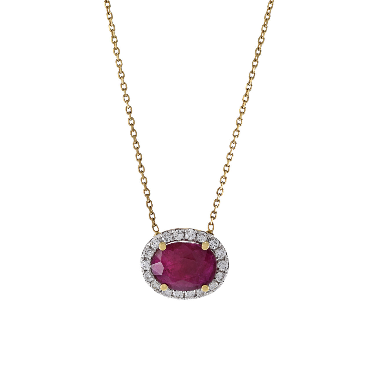 18KT Yellow Gold Ruby and Diamond Necklace