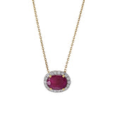 18KT Yellow Gold Ruby and Diamond Necklace
