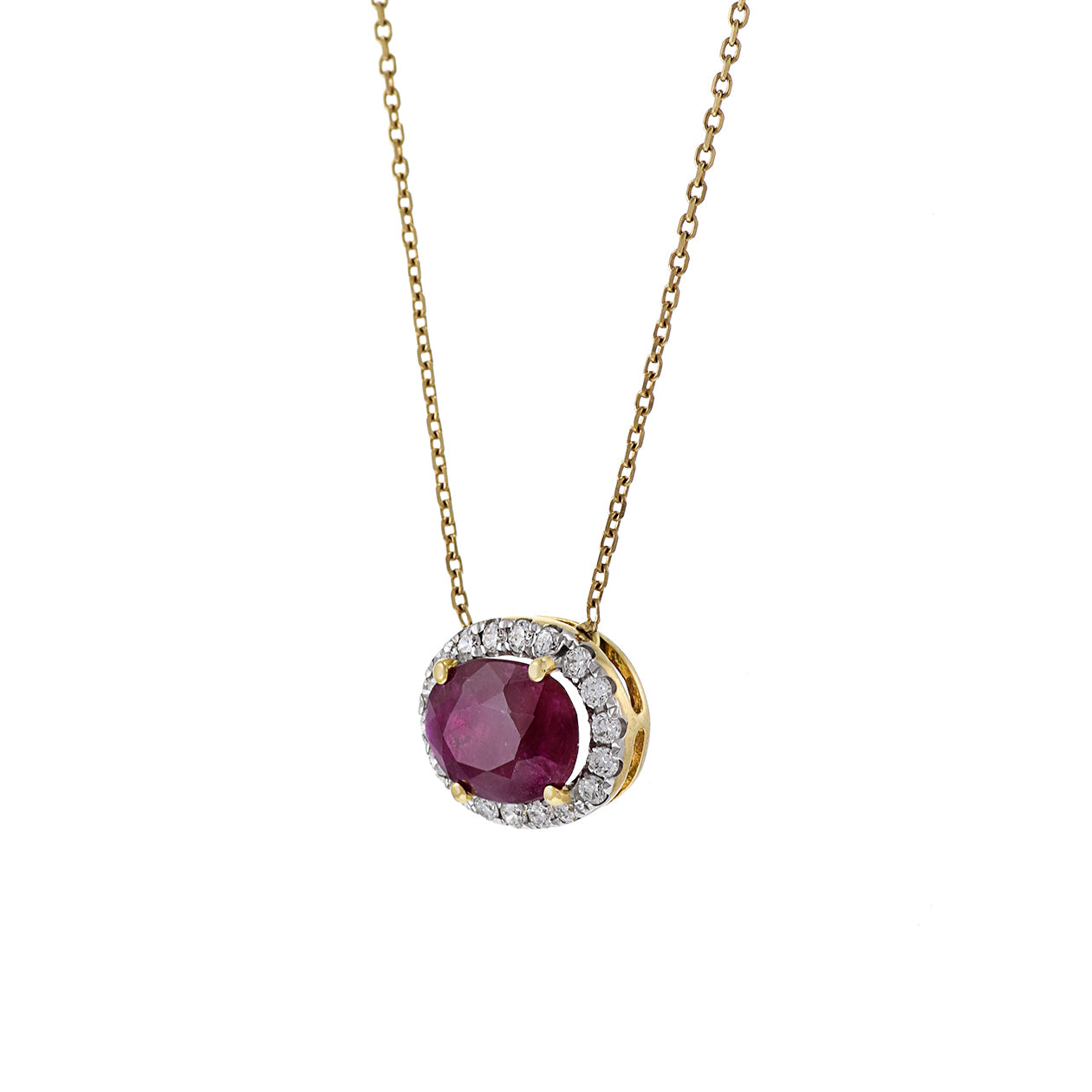 18KT Yellow Gold Ruby and Diamond Necklace