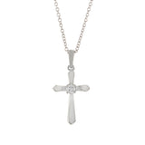 18KT White Gold Cross Pendant With Diamond Centerstone