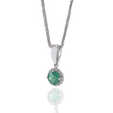 18KT White Gold Emerald and Diamond Pendant