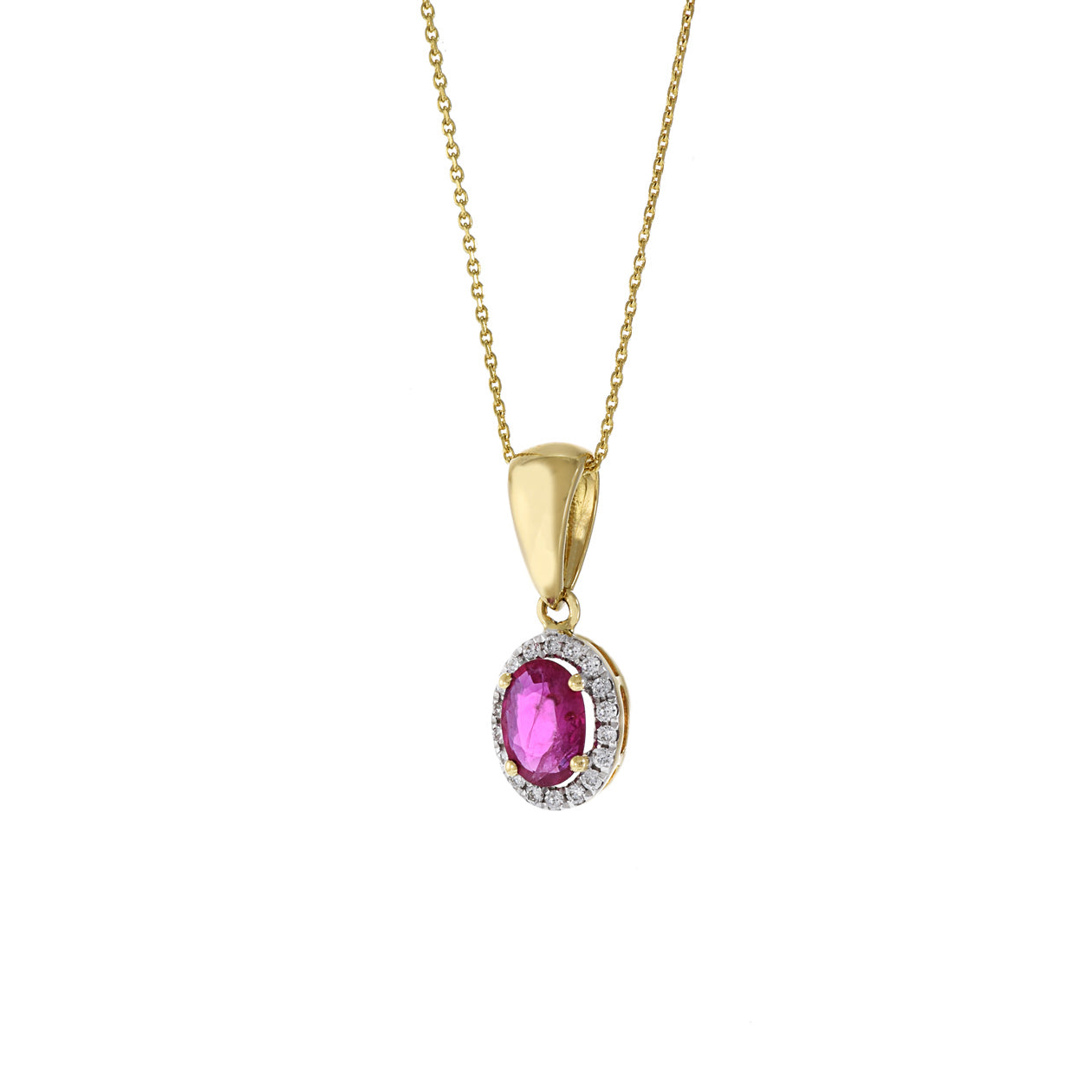 18KT Yellow Gold Ruby And Diamond Pendant