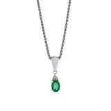 18KT White Gold Oval Emerald And Diamond Pendant