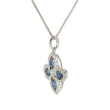18KT White Gold Sapphire and Diamond Flower Pendant Necklace